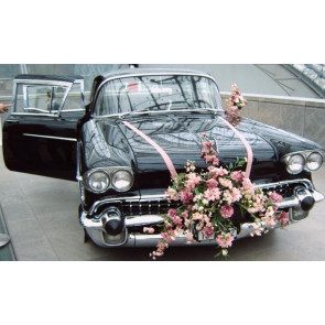 Düğün Arabası Süsleme Şerit ve Kır Çiçekleri 