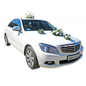 Gelin Arabası Süsleme Beyaz Küçük Aranjmanlar 