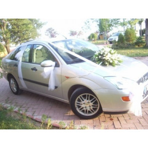 Gelin Arabası Süsleme Beyaz Aranjman ve Tül