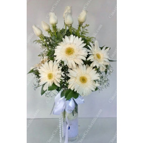 Beyaz Duygular' Beyaz Gerbera 6 Gül Çiçek Aranjmanı