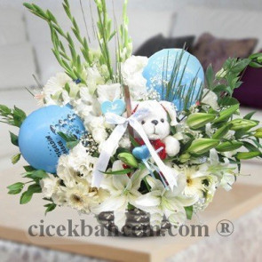 Hoşgeldin Bebek, Mavi Beyaz Lilyum Aranjman 