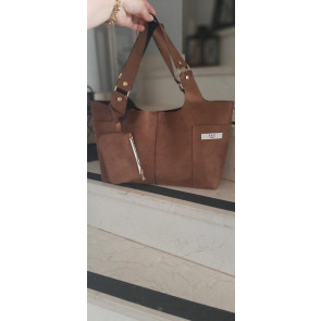 Kahverengi Suni Deri Yavrulu Çanta.