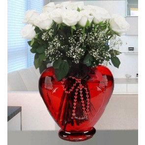 Kalbim Ellerinde  21 Adet Beyaz Gül KALP117