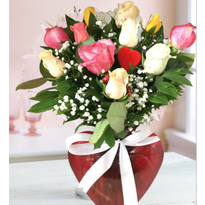 Aşkın Gökkuşağı, Kalp Vazoda Renki Güller™