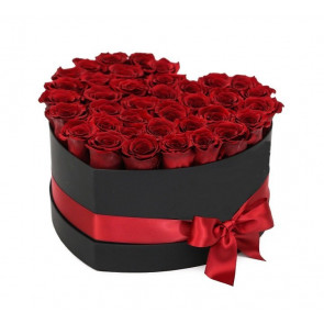 Kalp Kutu İçinde Gold Kırmızı Gül