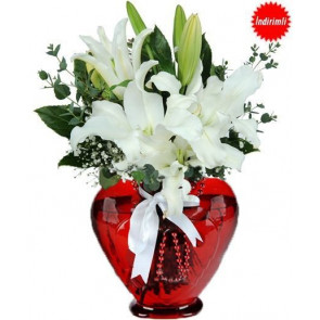 Kalp Vazoda Beyaz Lilyum
