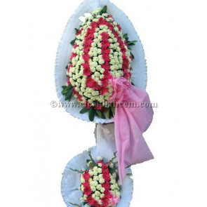 Ayaklı Sepet :Beyaz Karanfil ve Pembe Gerbera İle Tasarlanmış Düğün, Nikah ve Açılış Sepeti