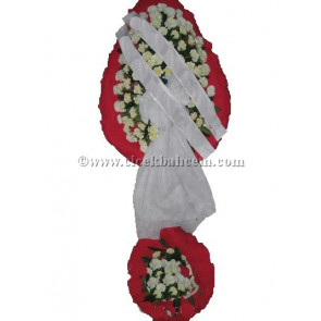 Ayaklı Sepet :Kırmızı Fonda Beyaz Karanfil Tasarlanmış Düğün, Nikah ve Açılış Sepeti