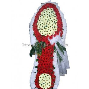 Ayaklı Sepet : Beyaz, Kırmızı Gerbera Çiçekleri İle Tasarlanmış Düğün, Nikah ve Açılış Sepeti