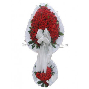 Ayaklı Sepet : Beyaz fonda Kırmızı Gerbera Tasarımı Düğün, Nikah ve Açılış Sepeti