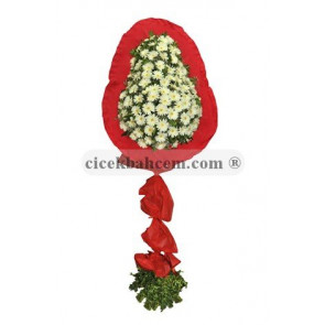 Kırmızı Çerçeveli Beyaz Gerbera Çiçekleri Nikah, Düğün, Açılış Sepeti 