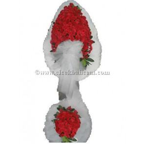 Ayaklı Sepet Beyaz Tüllü, Karanfil Tasarlanmı Düğün, Nikah ve Açılış Sepeti