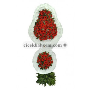 Kırmızı Gerbera ve Beyaz Çerçeveli 2 Katlı Sepet Düğün,Nişan Açılış