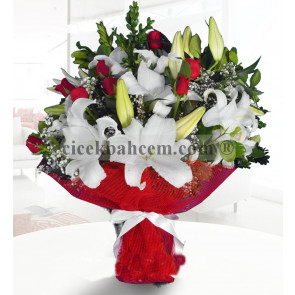 Kokulu Lilyum ve Gül Aranjmanı SA435 