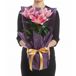 Özel Tasarım Saksıda Mis Kokulu Pembe Lilyum