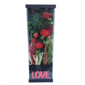 Love Işıklı Yapay Gül ve Kuru Çiçek