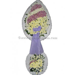 Ayaklı Sepet: Beyaz, Kırçıllı Karanfil Beyaz Fonda Tasarlanmış Düğün, Nikah ve Açılış Sepeti