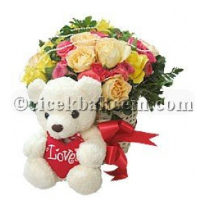 Renkli Renkli Guller ve Sevimli Oyuncak 