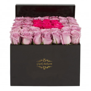Siyah Kutuda 26 Mor Gül İçinde 9 Pembe Gül