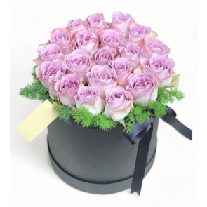 Yuvarlak Kutuda 19 Lila Gül