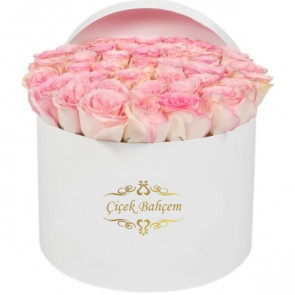 Yuvarlak Beyaz Kutuda 35 Yavru Ağzı Gül