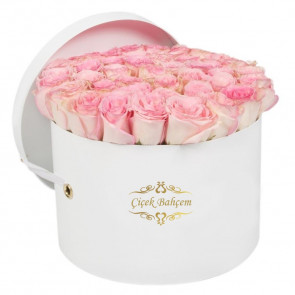 Yuvarlak Beyaz Kutuda 35 Yavru Ağzı Gül
