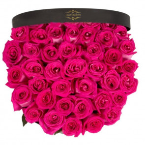 Yuvarlak Kutuda 35 Pembe Kırçıllı Gül