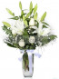 Cam Vazoda Beyaz Gül ve Beyaz Lilyum Aranjmanı