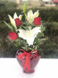 Kalp Vazoda 3 Kırmızı Gül ''I LOVE YOU''