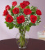 Silindir Cam Vazoda 11 Adet Kırmızı Gül