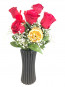5 Adet Kırmızı Gül Kırmızı Özel Vazoda