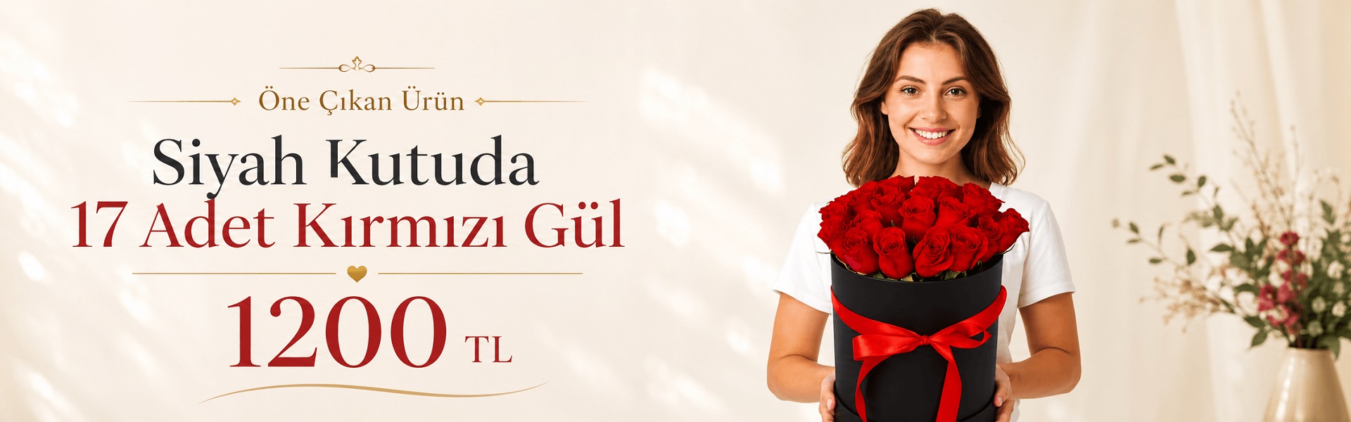 &Ouml;ne &ccedil;ıkan &ccedil;i&ccedil;ekler, siyah kutuda 21 adet kırmızı g&uuml;l 1400 TL