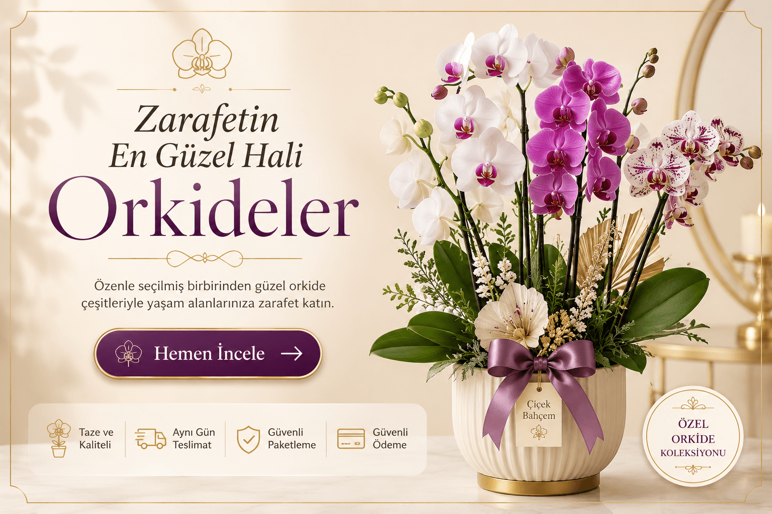 Zarif ve özel orkide aranjmanları